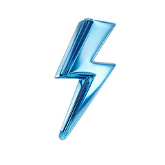 3d lightning bolt icon isolated on transparent white background