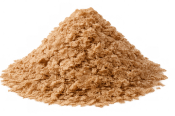 Wheat bran forming a textured pile isolated on transparent background, ideal for healthy eating and dietary concepts
