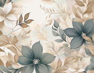 subtle floral motif muted tones elegant design wallpaper design leaves