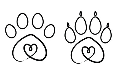 Different animal paw print vector illustrations
