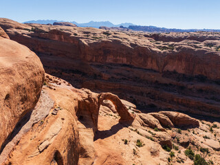 red rock canyon at corona arch trail near moab utah desert landscape