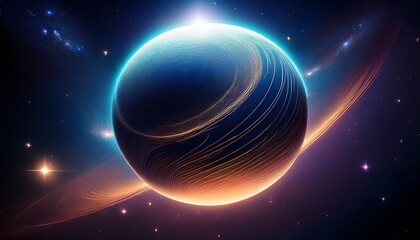 digital illustration of a spherical object in the center of a starry night sky the object appears to be a planet or a celestial body with a smooth shiny surface and a small circular shape