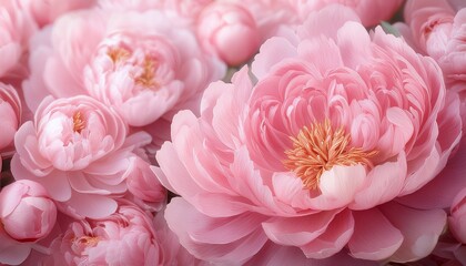 soft pink peony blossoms morning light floral wallpaper texture floral stock photo