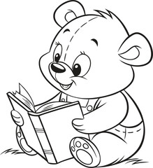 Sweet Teddy Bear Clipart EPS  Cute Cartoon Colouring Image Vector Art