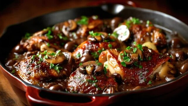 coq au vin chicken in wine sauce french cuisine video