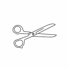 Minimalistic illustration of scissors with open blades, showcasing a simple design suitable for various creative projects and artistic representations