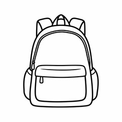 Outline of a Simple Backpack with Adjustable Straps and Front Pocket Suitable for School or Travel Use in Minimalistic Style