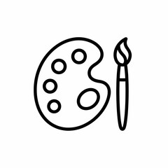 Simple and Elegant Line Art of Paint Palette and Brush Icon Representing Creativity and Artistic Expression in Minimalist Design