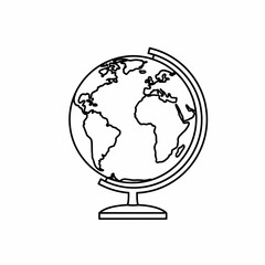 Simple Outline of a Globe Illustrating Continents and Oceans with Geographical Accuracy for Educational or Informational Use in Various Media