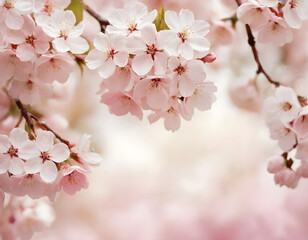 Elegant Flower Beauty. Pink and White Blossoms on a Background. Wedding Spring Blooms. A Beautiful Wedding Card. Vintage Artistic Floral Decor., cherry blossom in spring