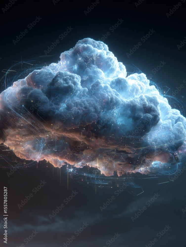 Poster cloud computing transfer big data on internet. futuristic digital technology .generative ai