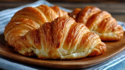 croissant buttery flaky pastry french breakfast video - Powered by Adobe