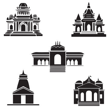 The char dham four abodes temples vector icon kedarnath gangotri yamunoitri and badrinath tepmple in black vector