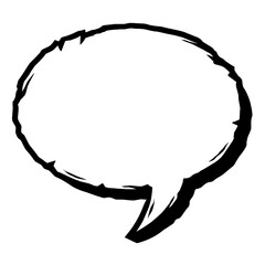 Grungy black and white vector speech bubble with rough, hand-drawn edges, perfect for edgy communication, distressed designs, or a raw artistic feel.
