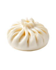 Close up shot of a single steamed bun on a plain black background view on transparent background