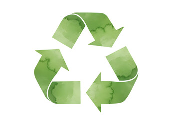 Obraz premium Eco-Friendly Green Recycle Arrows Symbol With Watercolor Texture Isolated on PNG Background.