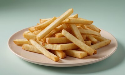 Delicious and Crispy French Fries on a Plate Ready to be Served