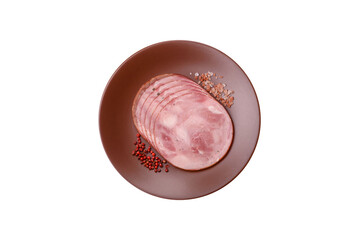 Sliced ham, meat, pork or turkey sausage for sandwiches. Ham slices, food