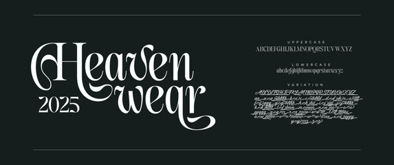 Elegant font, vintage type or luxury premium typeface, vector English royal alphabet. Classic typography in modern or old art deco style, serif letters for modern or retro poster font 
