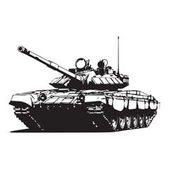 Military tank vector image silhouette