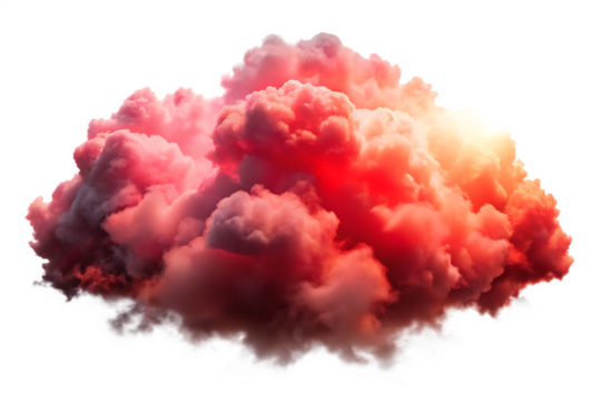 Fiery red and orange cloud formation with white edges Ai isolated on a transparent background smoke fire