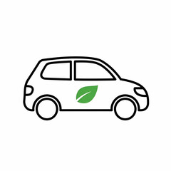 Eco-Friendly Vehicle Icon with Leaf Symbol, Representing Sustainable Transportation and Green Technology for Modern Urban Living and Environmental Awareness