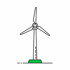 Minimalistic Illustration of a Wind Turbine with Green Base for Sustainable Energy Concepts and Eco-Friendly Design Elements