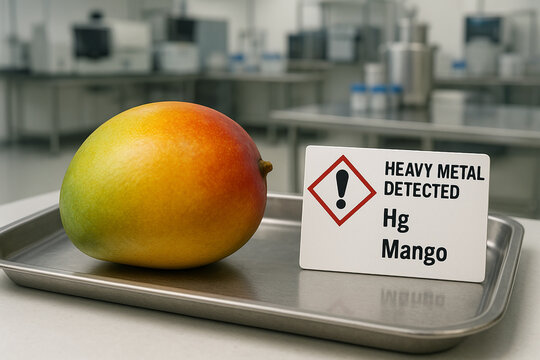 Heavy Metal Detected a Food Toxicology Investigation of Mercury Hg Contamination Risk in a Mango with a GHS Hazard Classification for Tropical Fruit Safety Control and Analysis