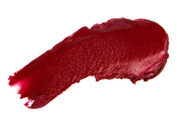 Isolated smear of bold red lip gloss on empty background