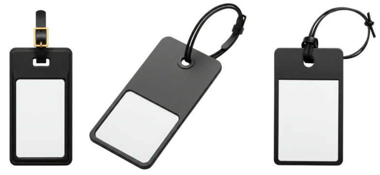 Set of blank luggage tags in black and white colors for travel  