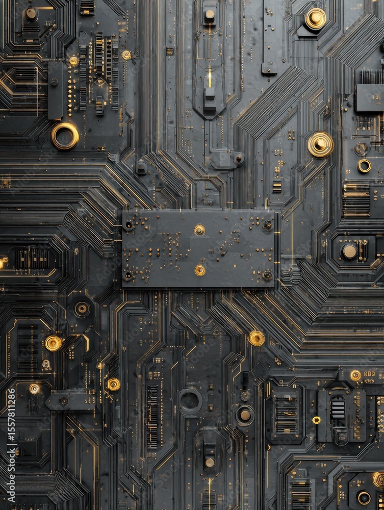 Poster a technology-inspired background with circuits and tech elements2