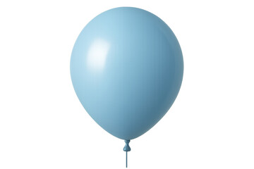Light blue balloon drifting, tied with string, suspended against white background, ideal for festive graphic design projects