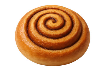 Fototapeta premium Freshly baked cinnamon roll, swirling with cinnamon and sugar, isolated on transparent background