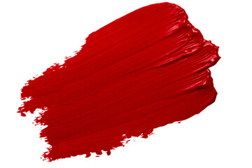 Wide red lipstick smear with bold edges on empty background