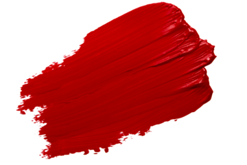 Wide red lipstick smear with bold edges on empty background