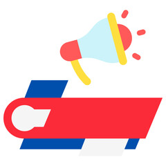 Banner News mini illustration flat color icon, use for journalist, broadcasting, news and media UI, UX kit, app and web development, digital or print.
