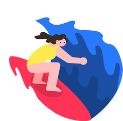 Summer Surfing Sports Character Flat Illustration