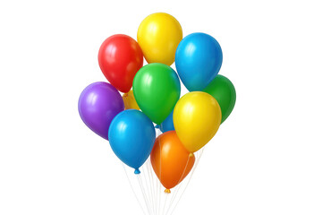 Bunch of colorful balloons floating on transparent background, perfect for party, celebration, birthday or anniversary designs