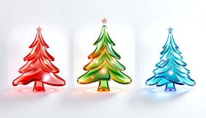 Obraz premium 3D Red Green Blue Christmas Trees with Star Tops