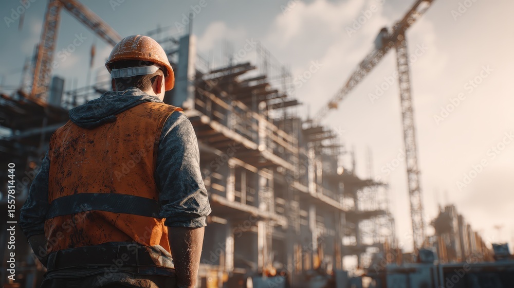 Poster latin builder at a construction site created with generative ai.