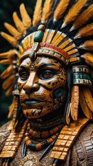 Obraz premium illustration of a statue of an indigenous tribe with feathers on its head