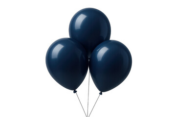 Navy blue balloons drifting, generating festive atmosphere, ideal for celebratory graphic design with transparent backdrop