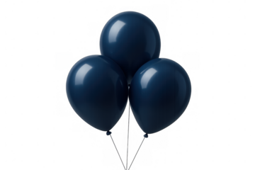 Navy blue balloons drifting, generating festive atmosphere, ideal for celebratory graphic design with transparent backdrop