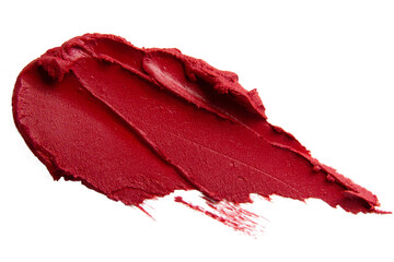 Creamy lipstick smear with fluid shape on empty background