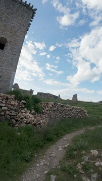Exploring the ruins of a medieval castle