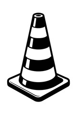 Black and White Striped Traffic Cone - Roadwork and Construction Safety Icon