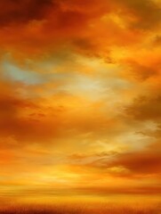 Obraz premium A hot summer sky background with warm golden orange and yellow blurred field,
