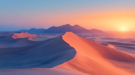Desert sunset over sand dunes