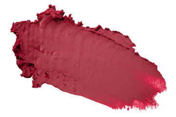 Matte pink lipstick stroke with smooth surface on empty background