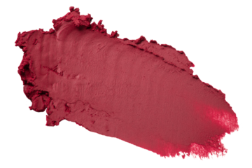 Matte pink lipstick stroke with smooth surface on empty background